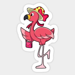 Flamingo with Handbag & Hat Sticker